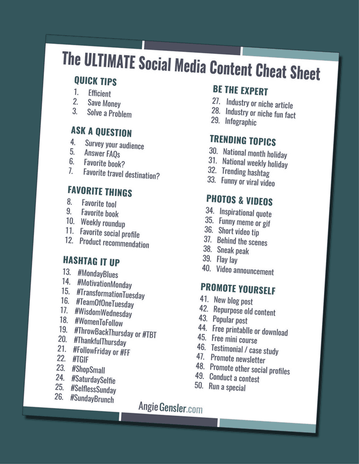 Ultimate Social Media Content Cheat Sheet