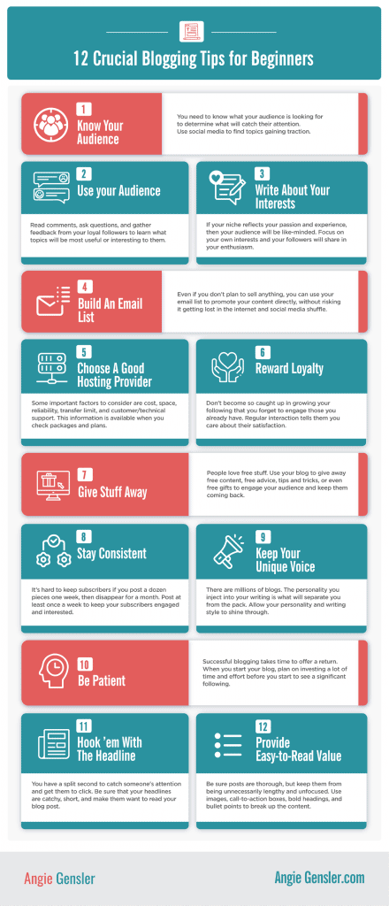 12 blogging tips infographic