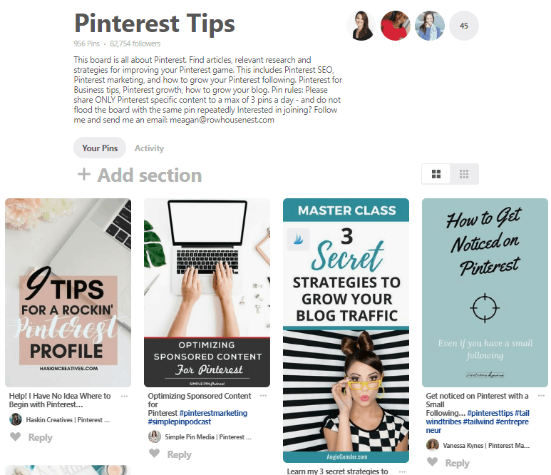 Pinterest Group Board Example