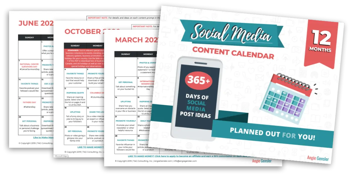 12 Month Social Media Content Calendar Image