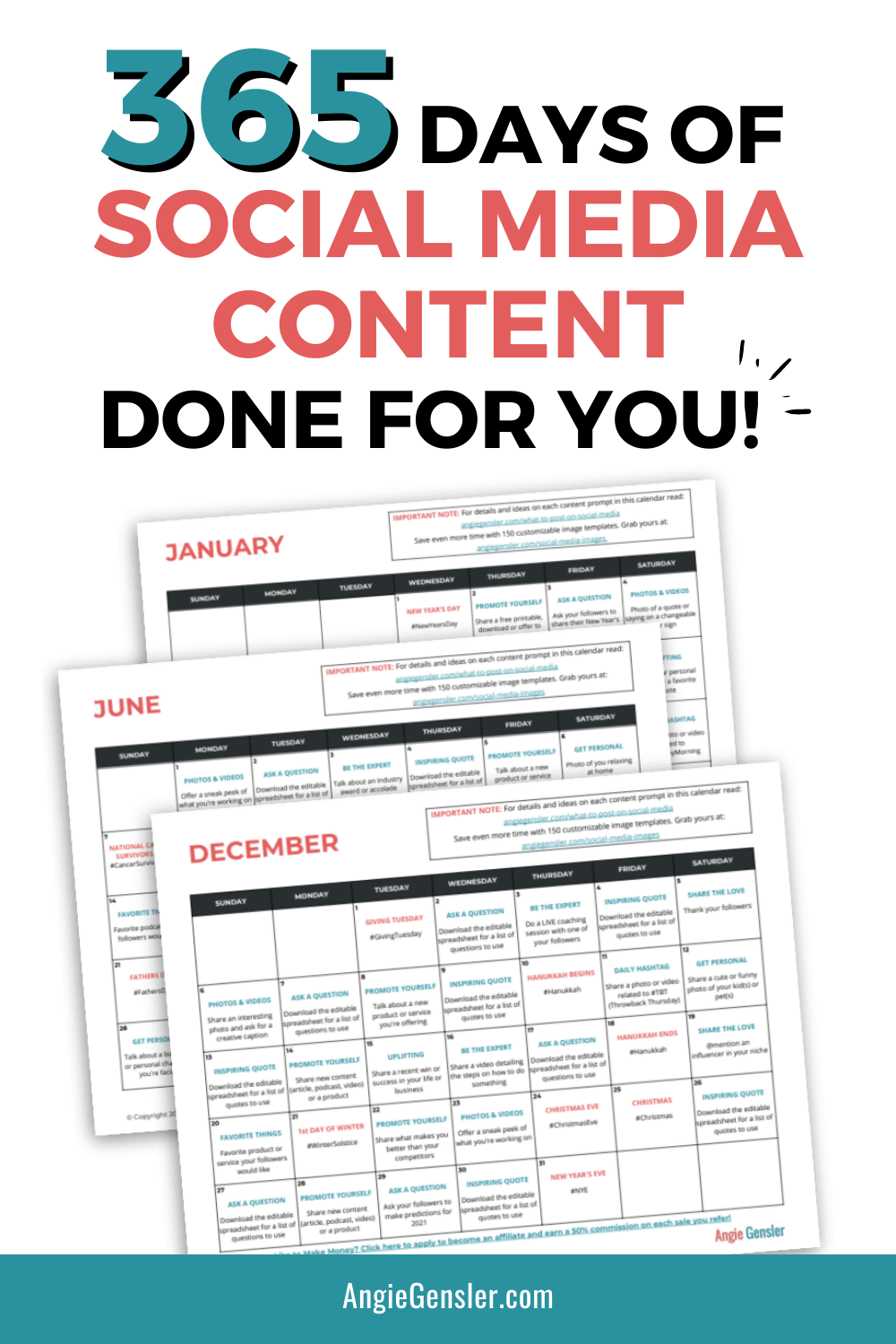 Best Social Media Content Calendar | Angie Gensler