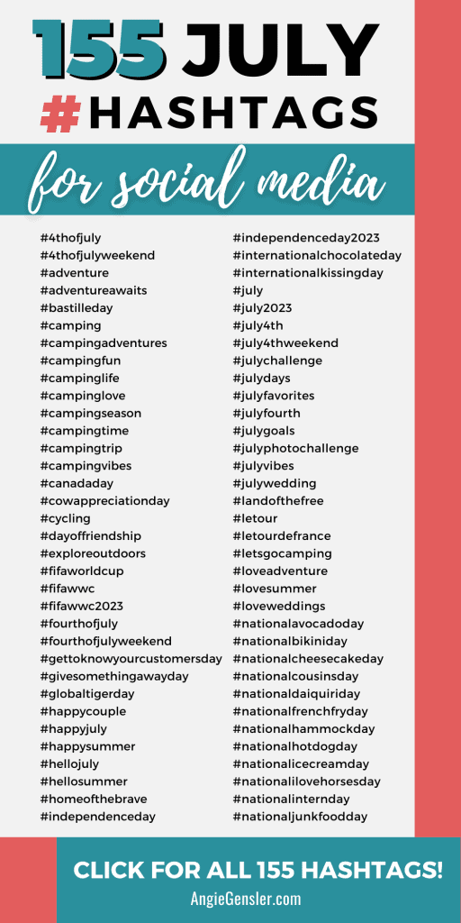 july hashtags for social media infographic