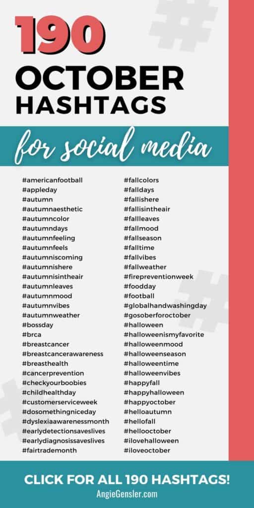 October Hashtags for Social Media - Over 190 Hashtags for 2023 - Angie  Gensler