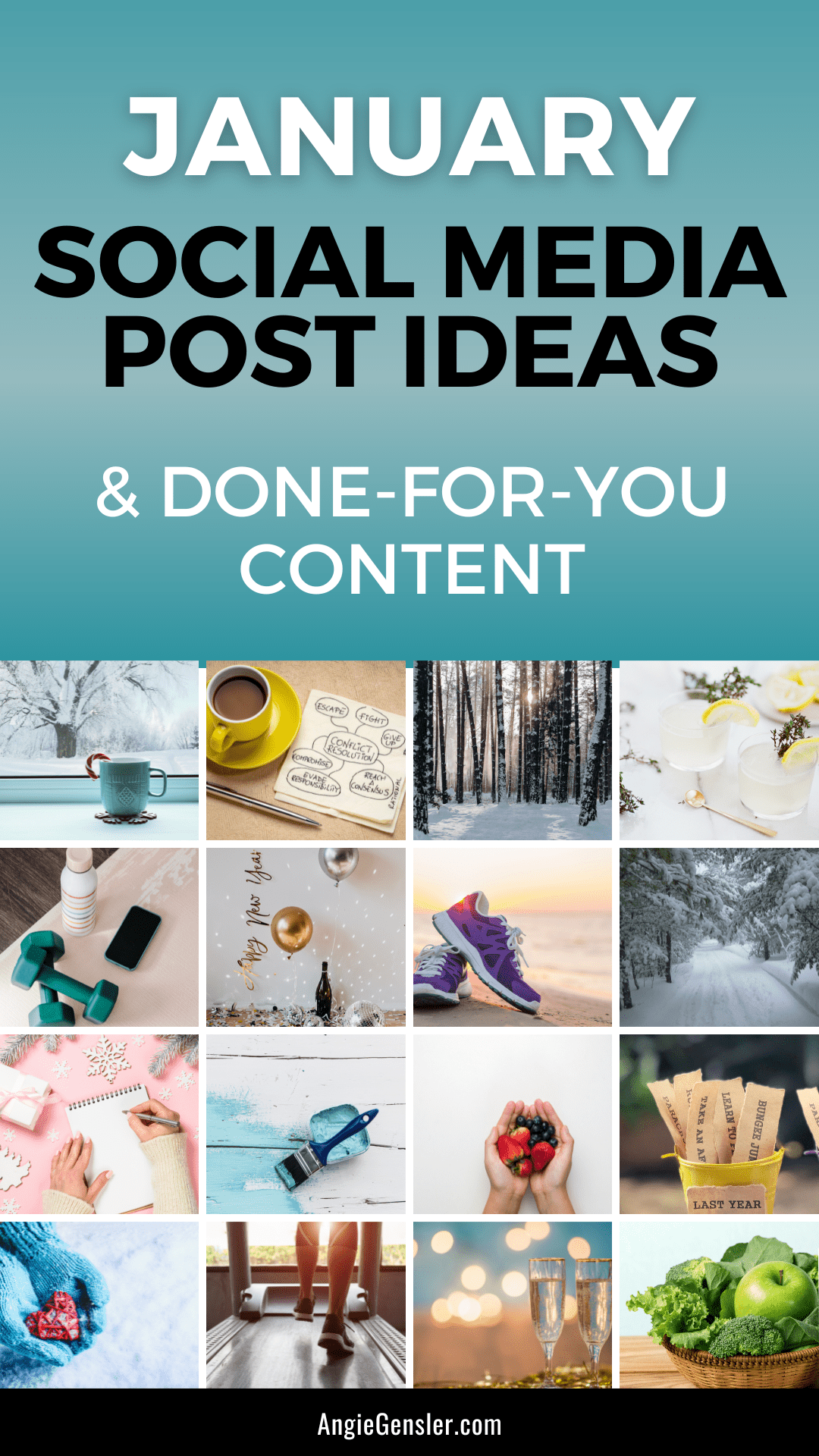 January Social Media Post Ideas + DoneForYou Content Angie Gensler