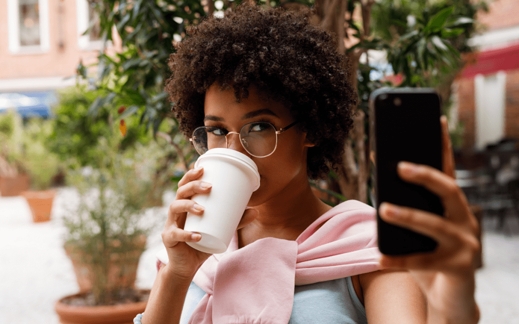 selfie sippin coffee