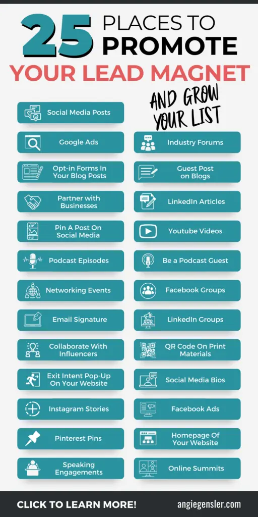 25 places to promote your lead magnet inforgraphic