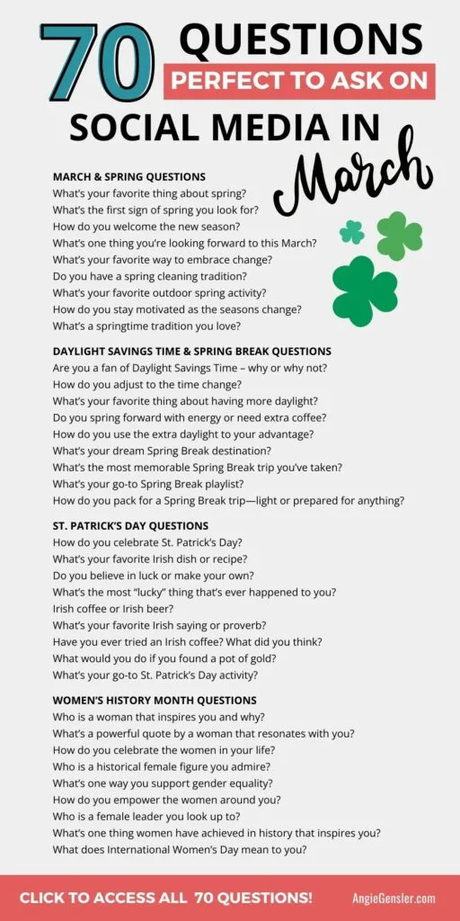 70 questions for march infographic