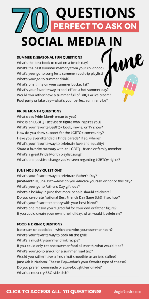 70 questions for june infographic